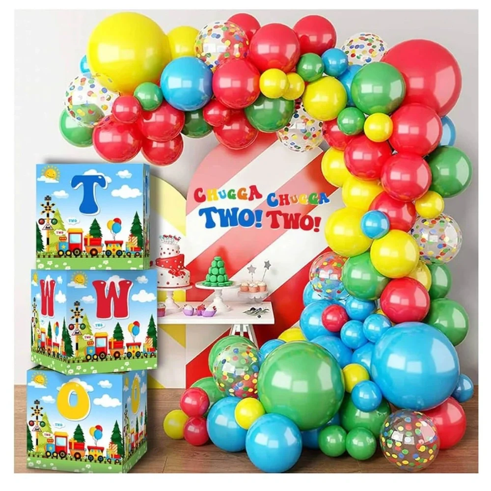 Chugga Chugga Two Two Balloon Boxes Train, 3 pc.,2nd Birthday Party Supplies
